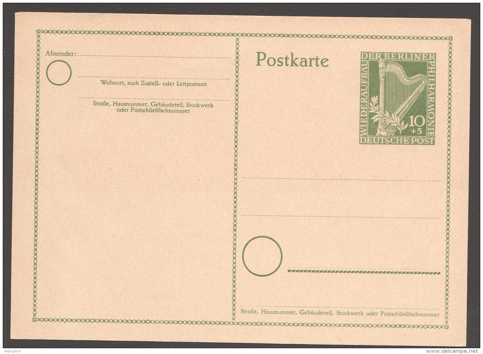 1951  Sonderpostkarte  Berliner Philharmonie  MiNr P23 I  ** - Cartes Postales - Neuves