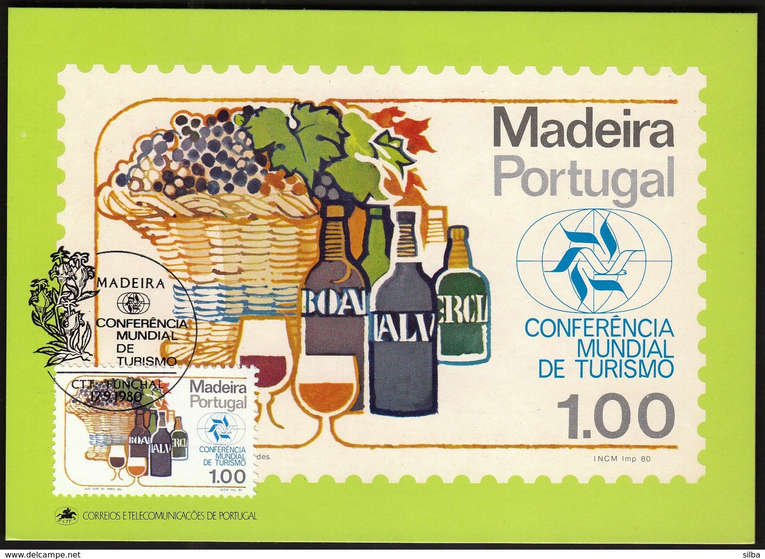 Portugal Madeira 1980 / World Tourism Conference, Manila, Philippines / Grapes, Wine / Maximum Card, MC, MK - Otros & Sin Clasificación