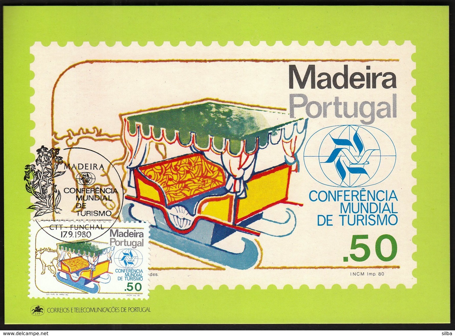 Portugal Madeira 1980 / World Tourism Conference, Manila, Philippines / Ox Sled, Sledge / Maximum Card, MC, MK - Other & Unclassified