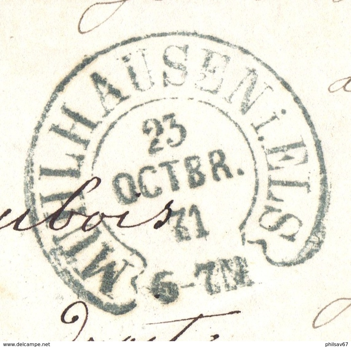 Lettre De Mulhouse Pour Nancy Du 23/10/1871 AFFRANCHISSEMENT MIXTE Cachet Fer à Cheval  TB - Other & Unclassified