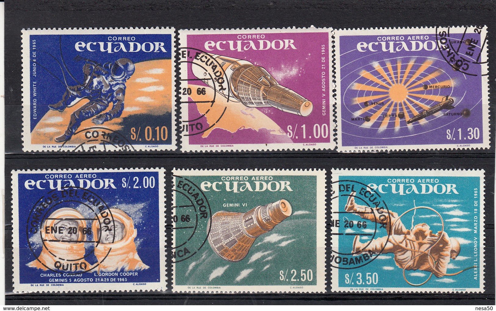 Ecuador 1966 Mi Nr  1208 - 1213, Ruimtevaart, Space, Gemini 5 + 6  (2) - Ecuador
