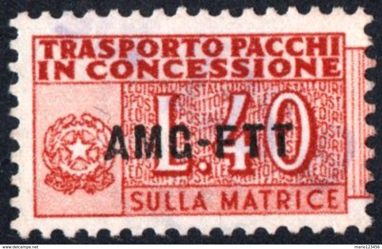 TRIESTE, ZONA A, ITALIA, ITALY, PACCHI IN CONCESSIONE, PARCEL TRANSPORT, 1953, FRANCOBOLLO USATO Michel GB1   Scott QY1 - Postal And Consigned Parcels