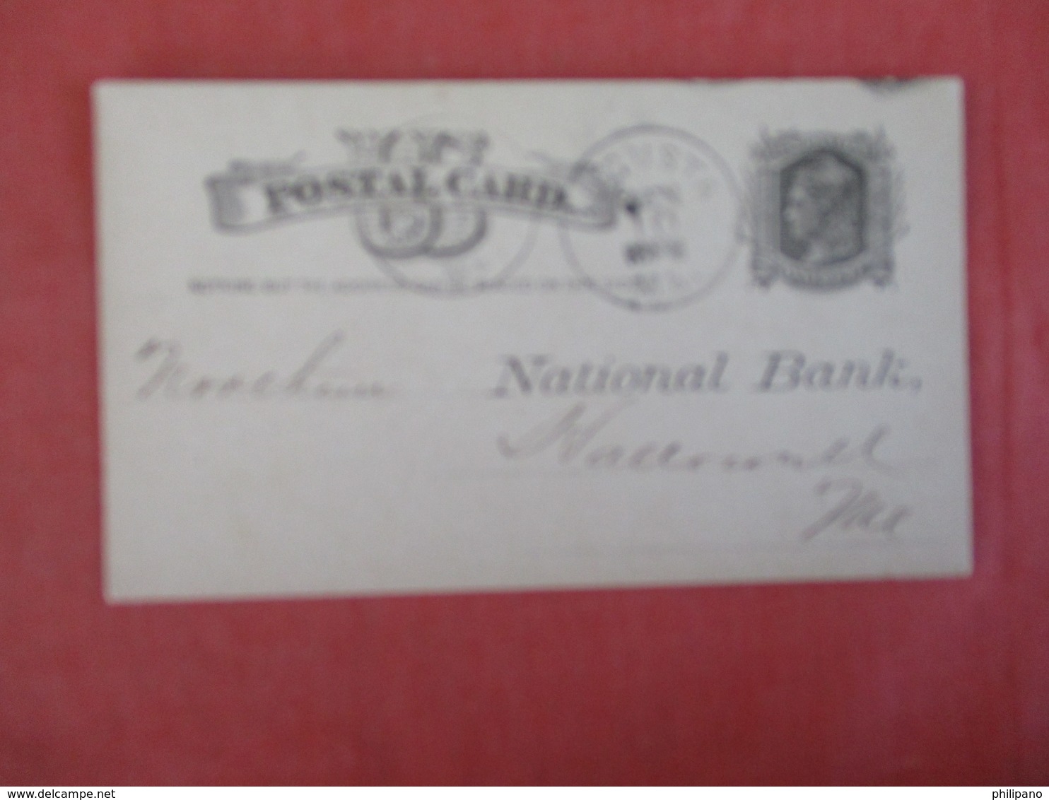 Postal Card-- First National Bank  Augusta Me.  1885- Ref 3024 - Advertising