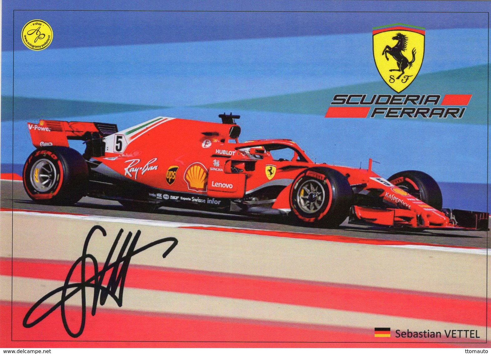 Sebastian Vettel  -  Ferrari SF80  -  Formule 1  2018   -  Carte Promo - Grand Prix / F1