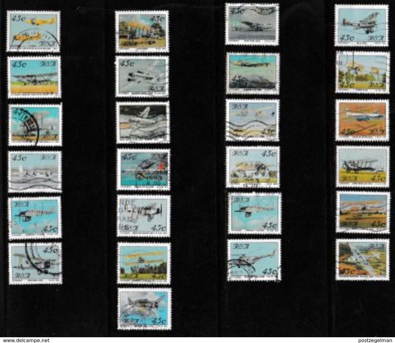 SOUTH AFRICA 1993 Used Stamp(s) Aeroplanes 865-889 - Airplanes