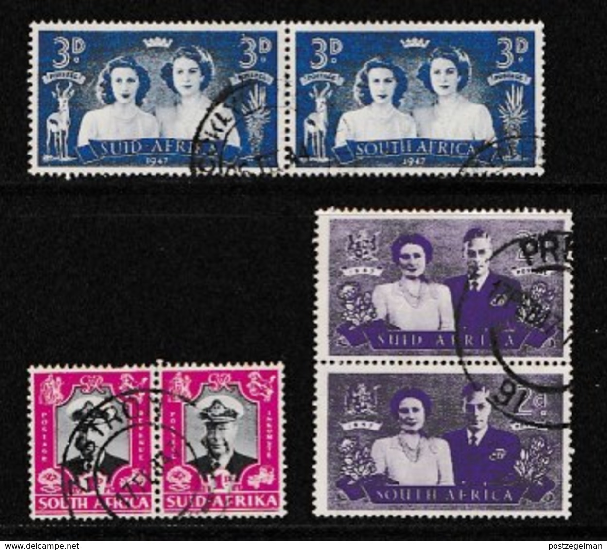 SOUTH AFRICA UNION 1947 Used Pair Stamps Royal Visit Nrs. 181-186 - Used Stamps