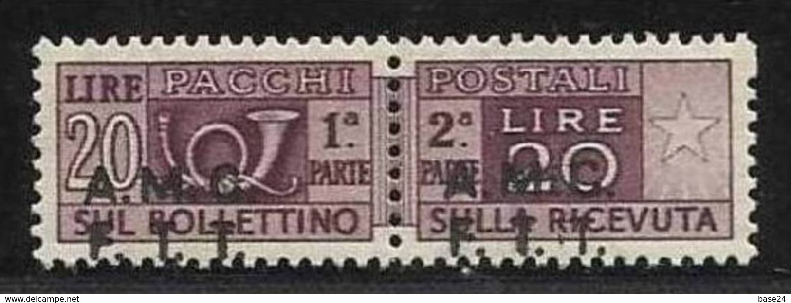 1947 Italia Italy Trieste A  PACCHI POSTALI 20 Lire Bruno Lilla Varietà 7g MNH** Firm.Biondi - Paketmarken/Konzessionen