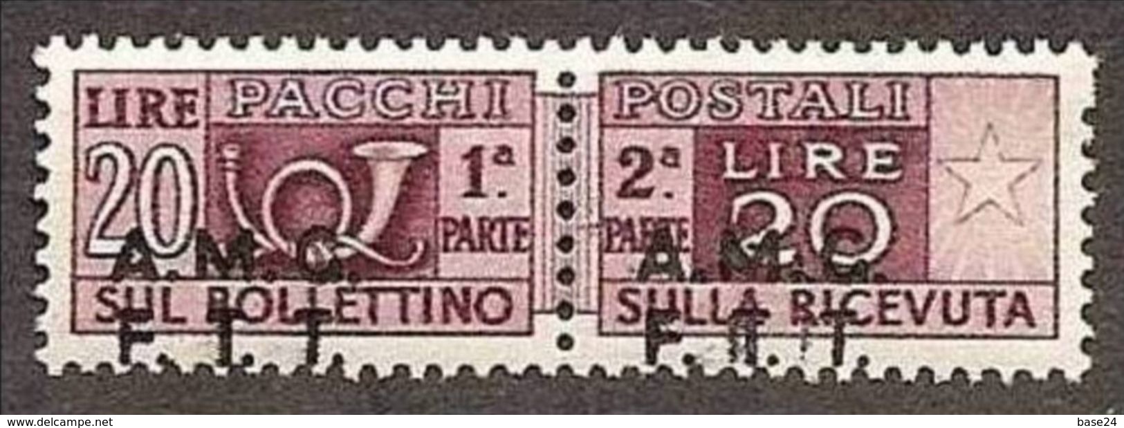 1947 Italia Italy Trieste A  PACCHI POSTALI 20 Lire Bruno Lilla Varietà 7g MNH** Firm.Biondi Parcel Post - Paketmarken/Konzessionen
