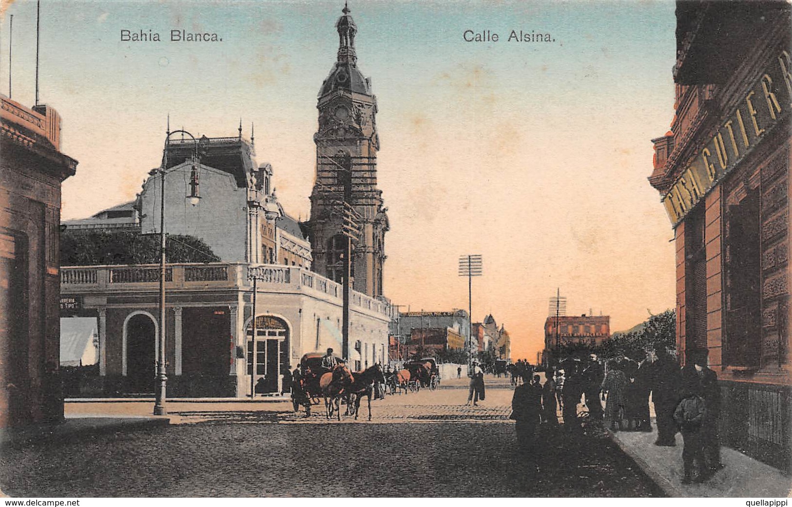 08177 "BUENOS AIRES - BAHIA BLANCA - CALLE ALSINA" ANIMATA, CARROZZE. CART NON SPED - Argentina