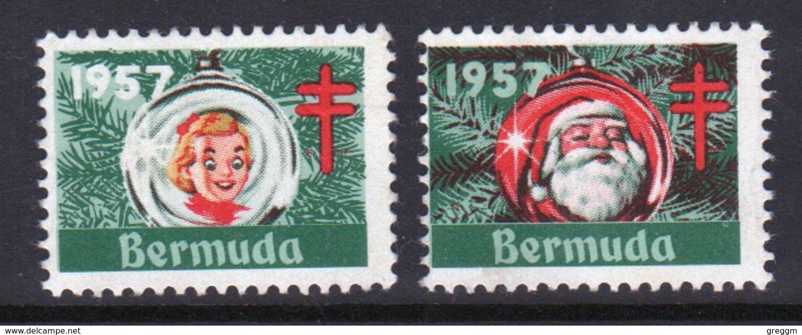 Bermuda Christmas Charity Labels From 1957 In Mounted Mint Condition. - Cinderellas