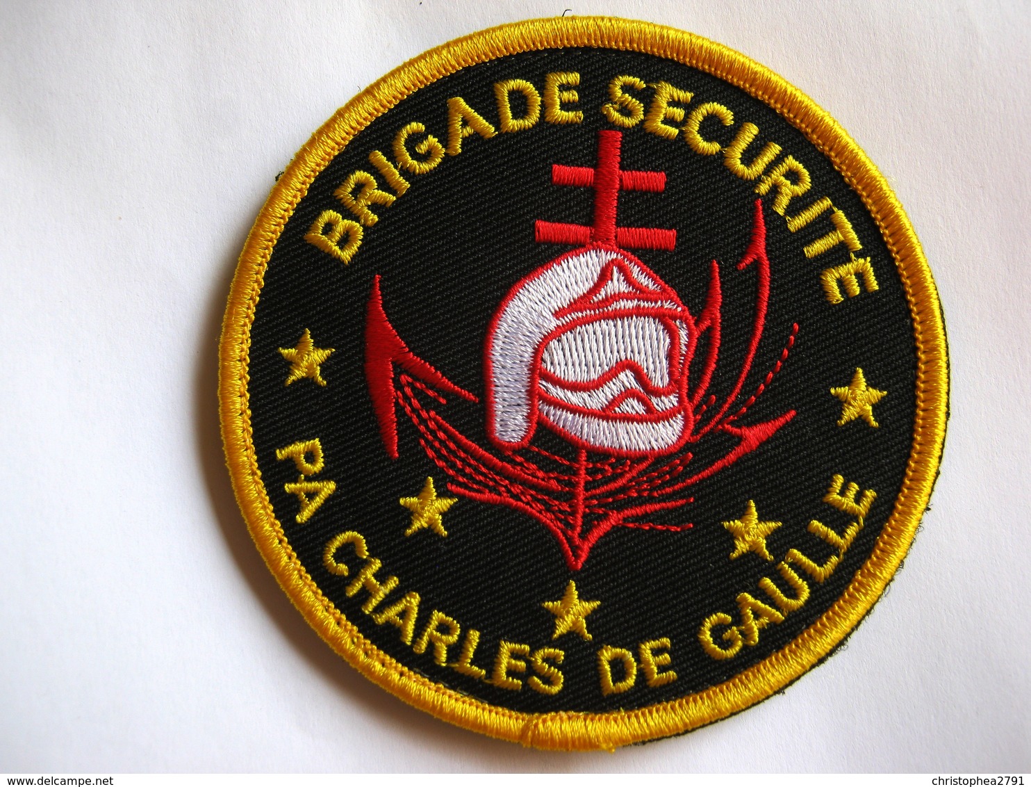 ECUSSON TISSUS PATCH POMPIERS DE LA MARINE NATIONALE LA BRIGADE SECURITE DU PORTE AVIONS CHARLES DE GAULLE VELCROS - Firemen