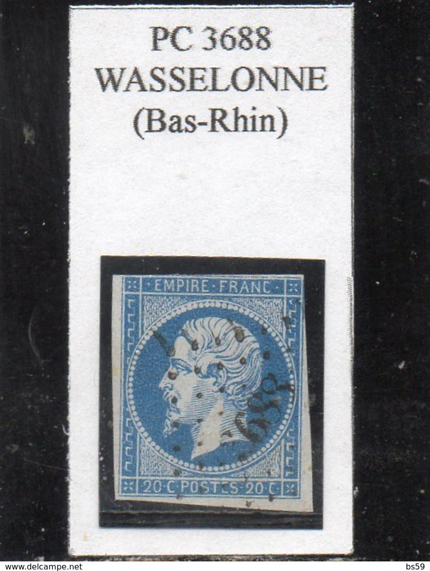 Bas-Rhin - N° 14A Obl PC 3688 Wasselonne - 1853-1860 Napoléon III