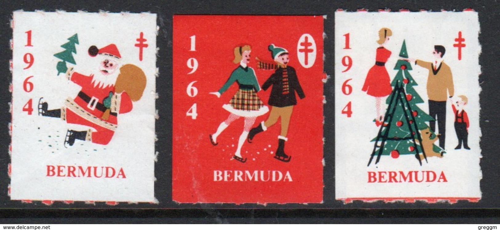 Bermuda  Christmas Charity Labels From 1964 In Mounted Mint Condition. - Cinderellas