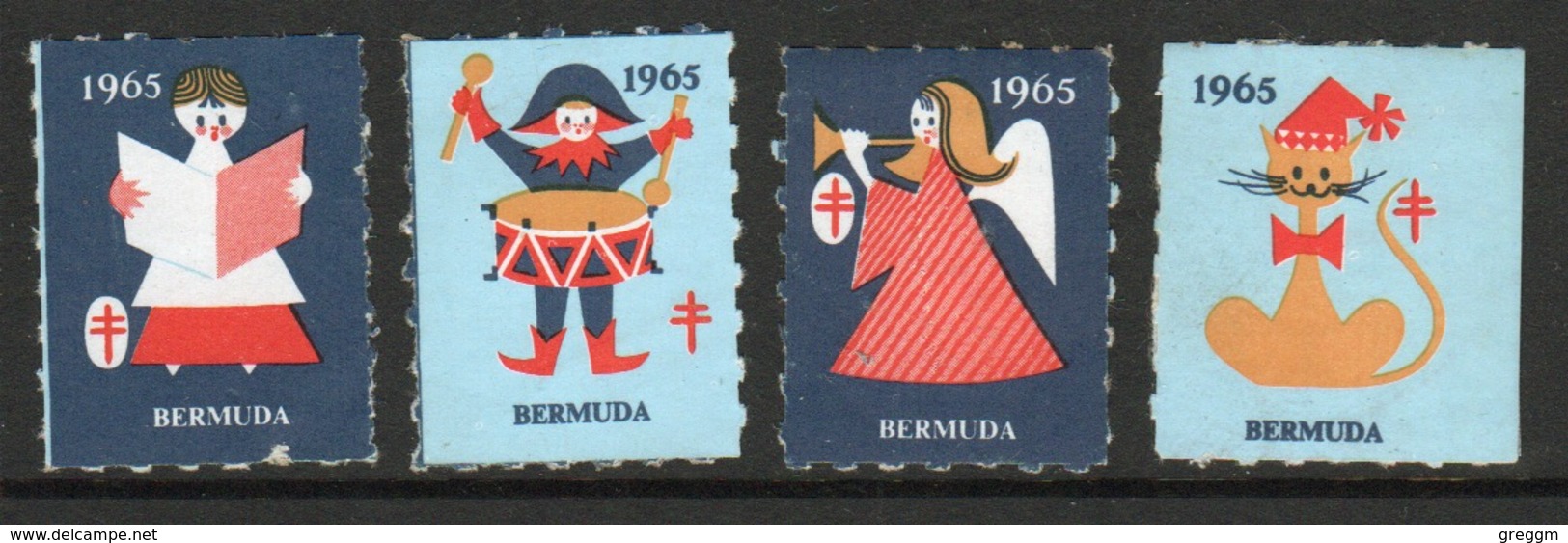 Bermuda  Christmas Charity Labels From 1965 In Mounted Mint Condition. - Erinnophilie