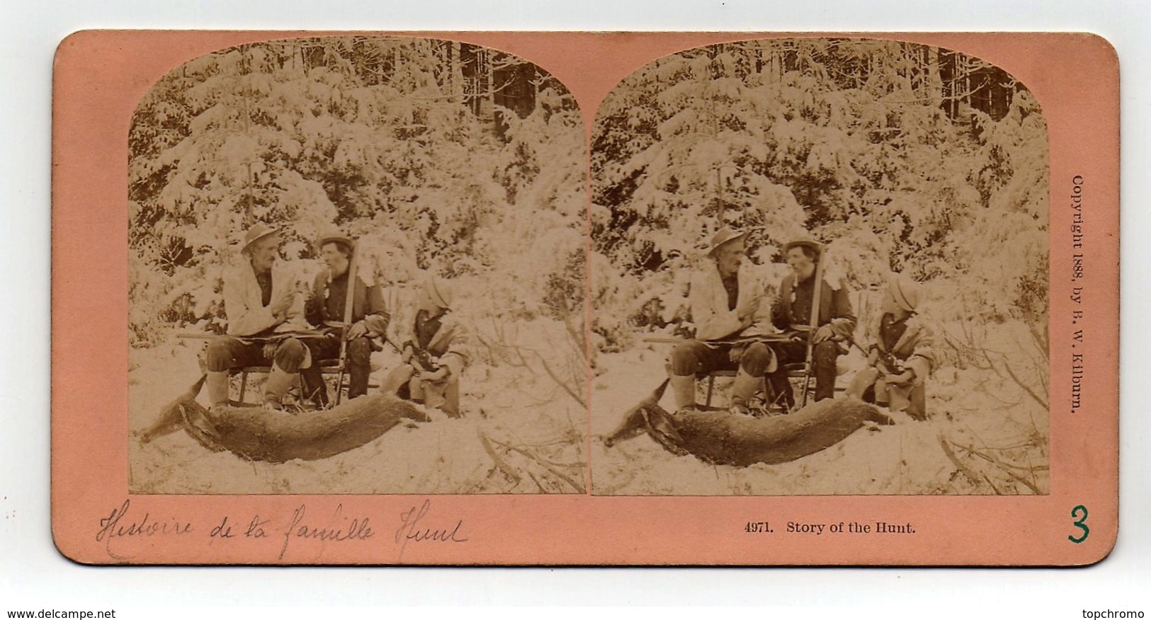 Ancienne CARTE Vue Stéréoscopique Kilburn Story Of The Hunt Histoire Des Hunt - Stereoscopic