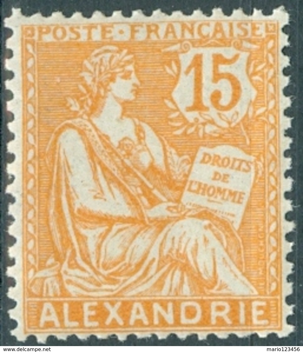 ALESSANDRIA, FRANCIA, FRANCE, TERRITORI FRANCESI, 1902, FRANCOBOLLI NUOVI (MLH*), TIPO MOUCHON  Michel 31    Scott 22 - Neufs