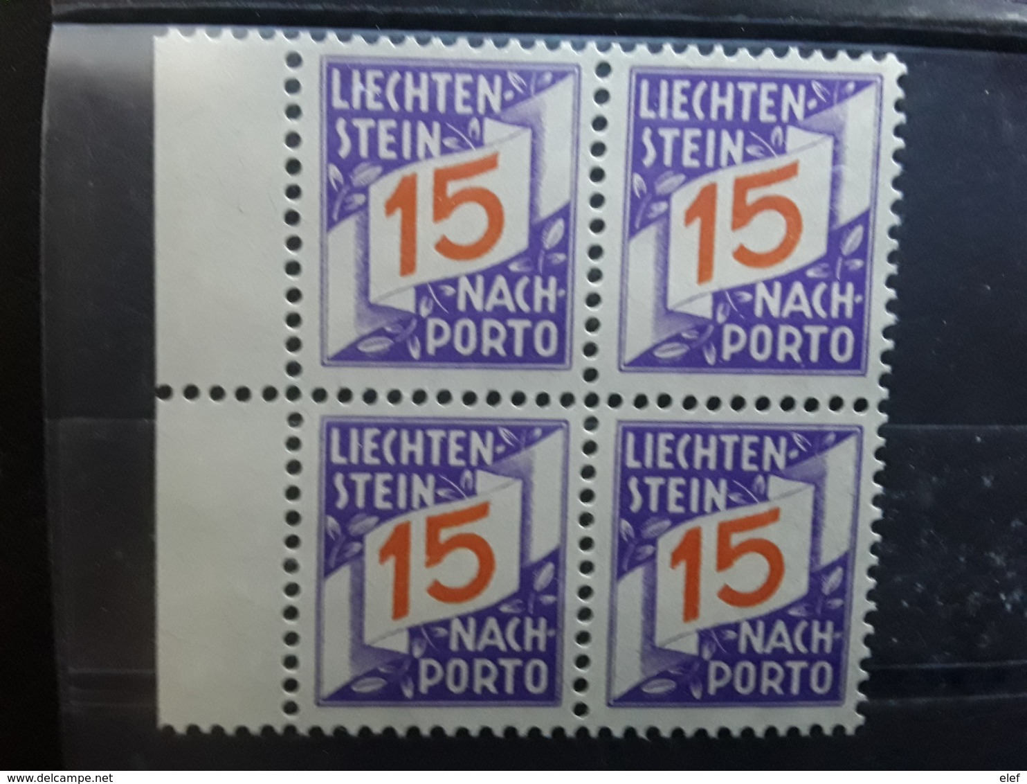 LIECHTENSTEIN  Nach Porto / TAXE 1928 , BLOC De 4 ,  Yvert N° 15, 15 R Violet / Orange, Neuf ** / MNH, TTB !! - Portomarken