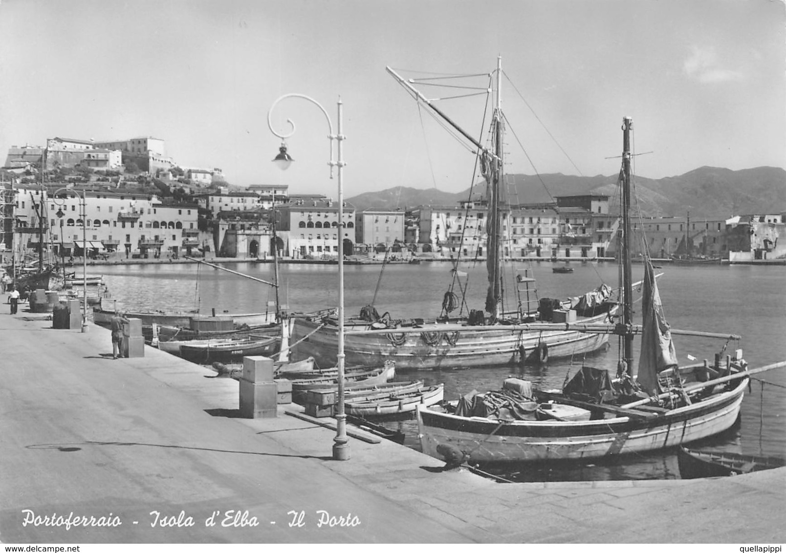 08202 "(LI) PORTOFERRAIO - ISOLA D'ELBA - IL PORTO" ANIMATA, BARCHE, VERA FOTO. CART NON SPED - Livorno