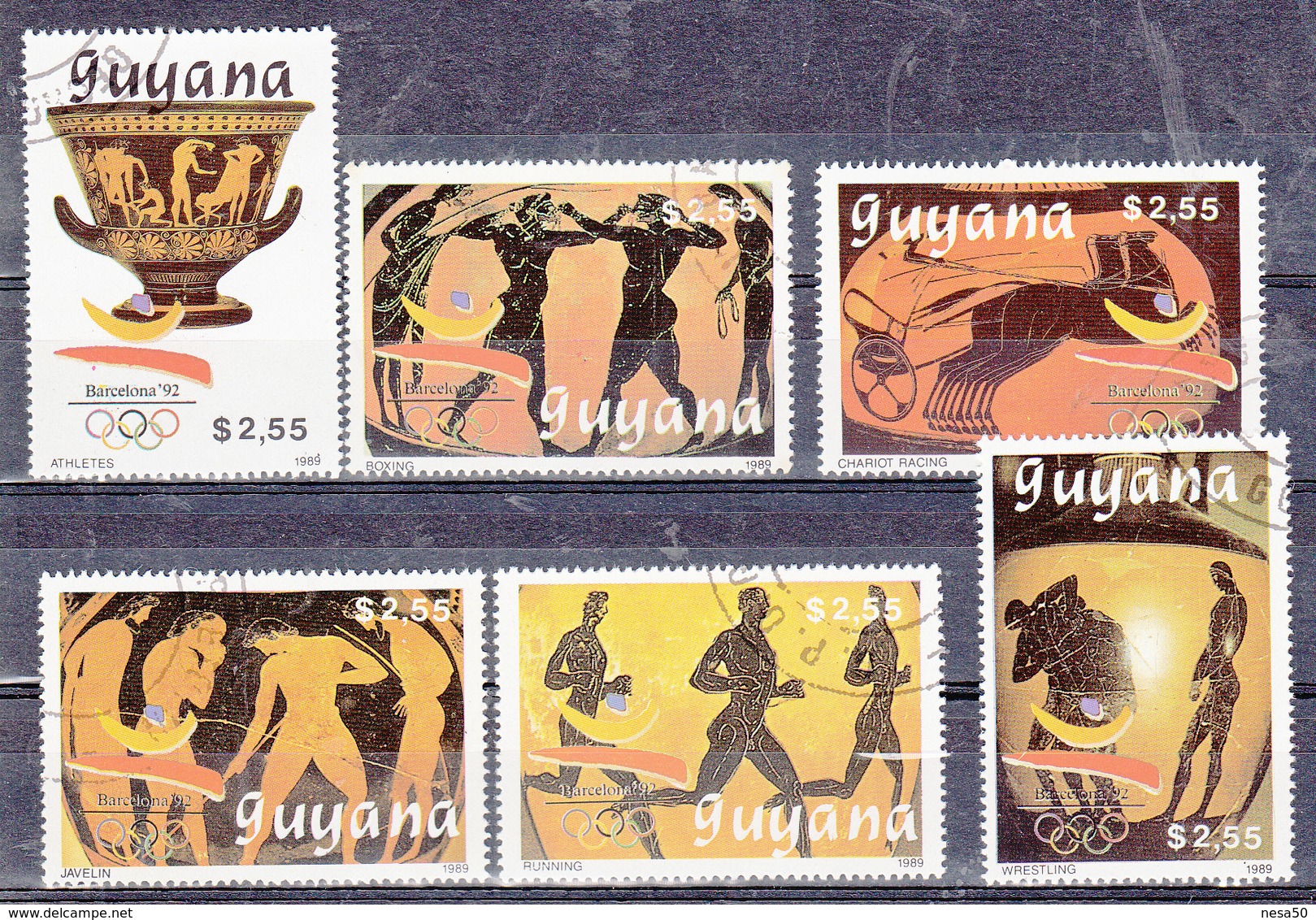 Guyana 1989 Mi Nr 3064 - 3069 Voorbereiding Olympische Spelen Barcelona 1992 - Guyana (1966-...)