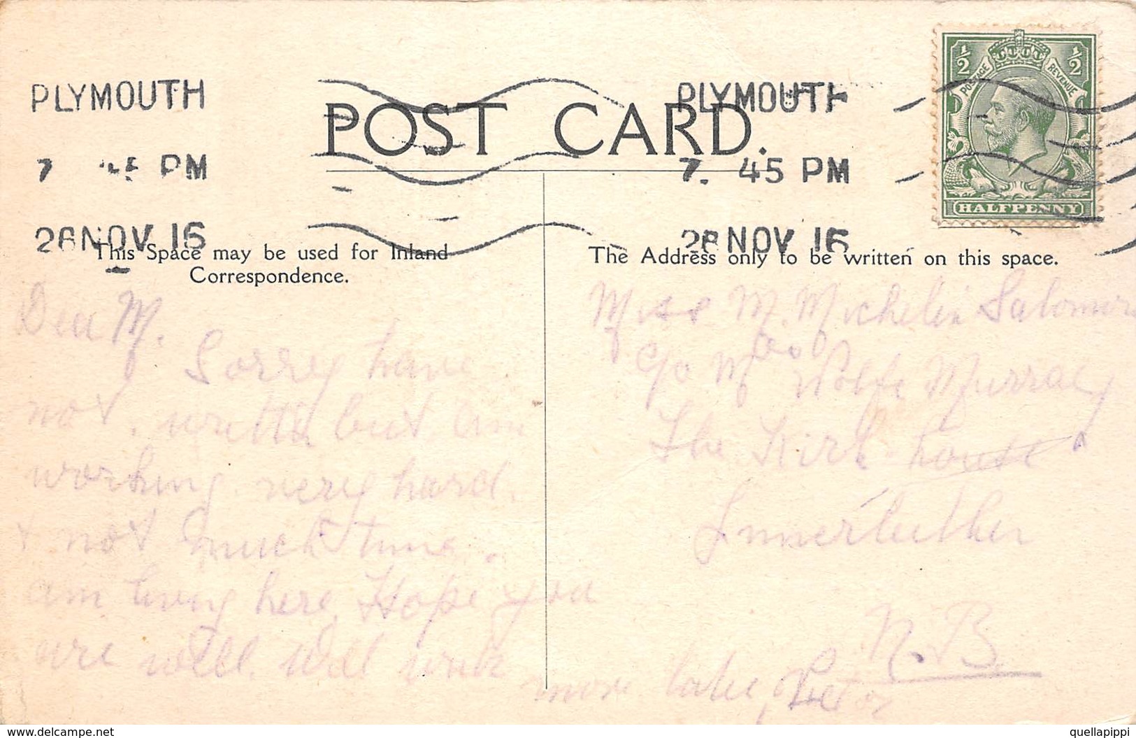 08223 "DEVON - GRAND HOTEL PLYMOUTH"  VARIE VEDURE. CART  SPED 1916 - Plymouth