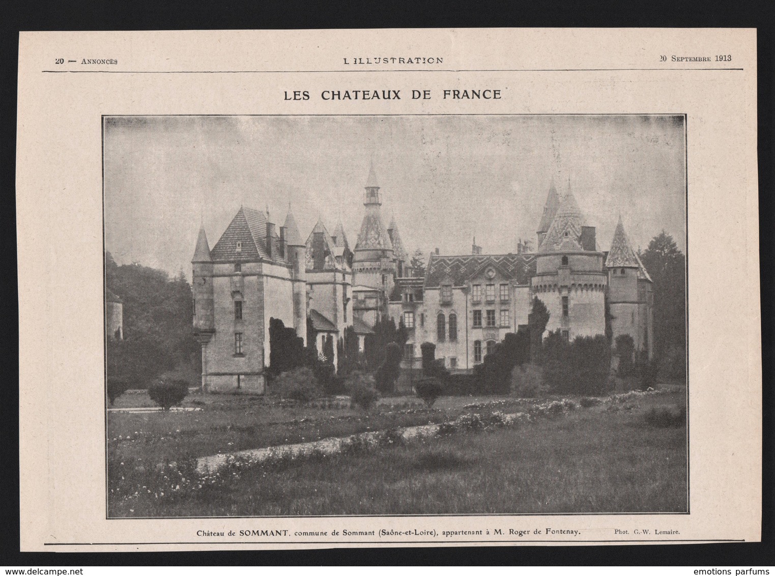 Pub Papier 1913 Chateaux De SOMMANT Saône Et Loire 71 à M Roger De Fontenay - Publicités