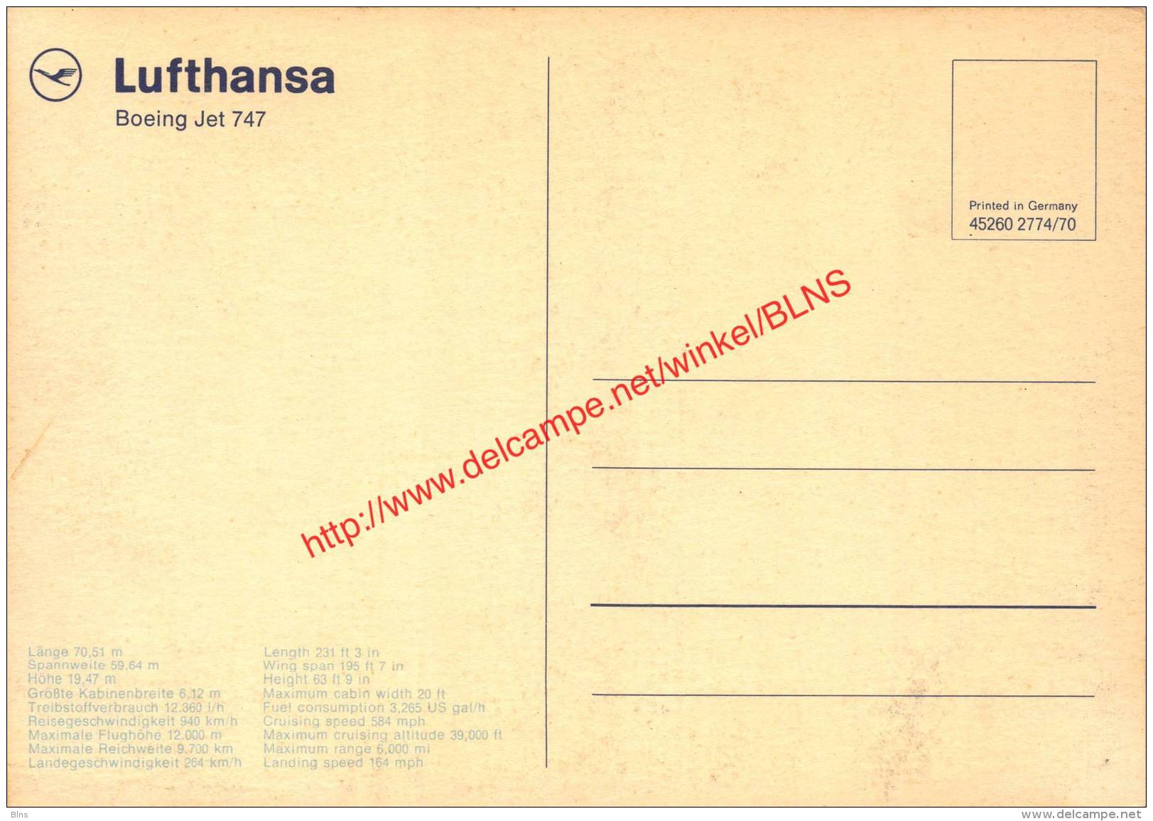 Lufthansa Boeing Jet 747 - 1946-....: Era Moderna