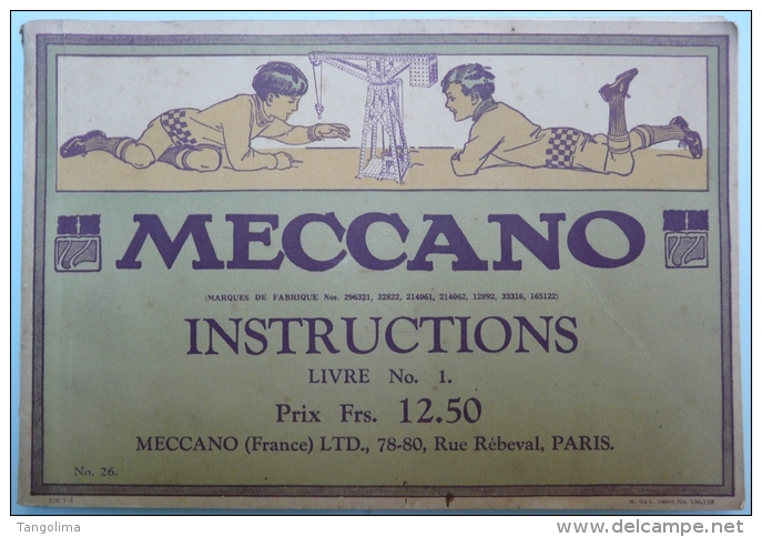 MECCANO - Instructions - Livre N°1 - Meccano