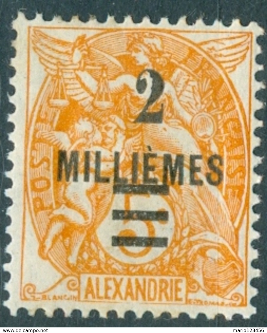 ALESSANDRIA, FRANCIA, FRANCE, TERRITORI FRANCESI, 1902, FRANCOBOLLI NUOVI (MLH*), TIPO MOUCHON  Michel 31    Scott 22 - Neufs