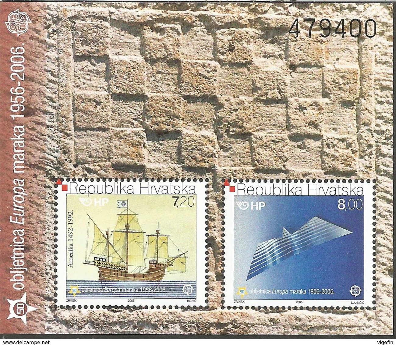 HR 2005-734-6 50A° EUROPA CEPT, CROATIA HRVATSKA, S/S, MNH - Croazia