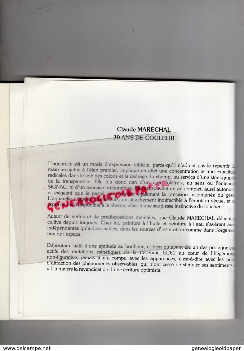 92-ST  SAINT CLOUD- CATALOGUE EXPOSITION  1990 CLAUDE MARECHAL PEINTRE AQUARELLE-AQUARELLISTE-  PARIS GALERIE DU SENAT - Wasserfarben