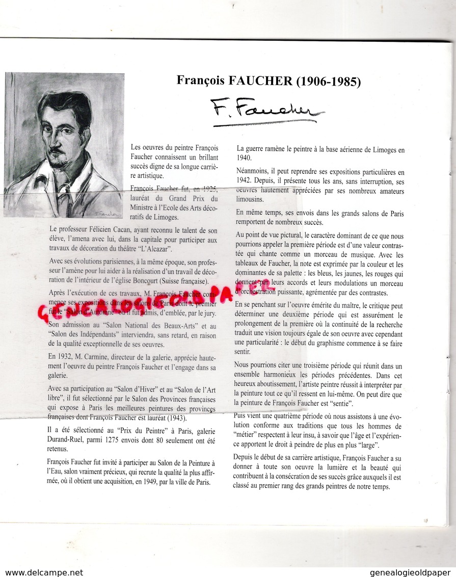 87 - LIMOGES- CATALOGUE VENTE ATELIER FRANCOIS FAUCHER- ARTS DECORATIFS LIMOGES- THEATRE ALCAZAR-1906-1985-ROLLIN - Tempere