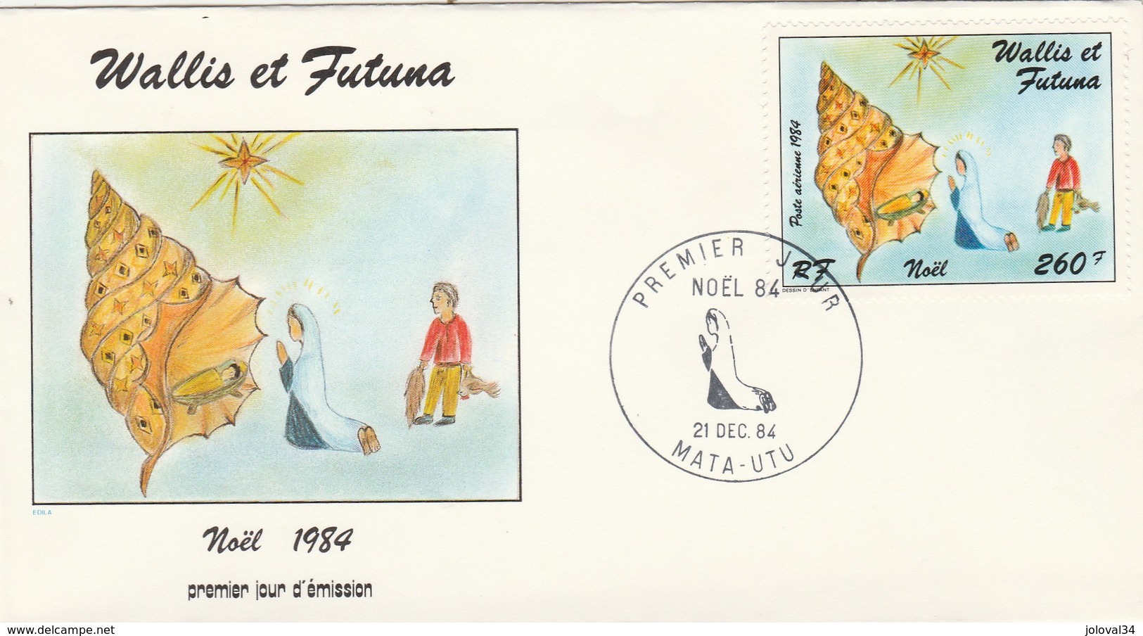 WALLIS Et FUTUNA FDC 1984  Yvert  PA 142 Noël Crèche Dans Un Coquillage - FDC