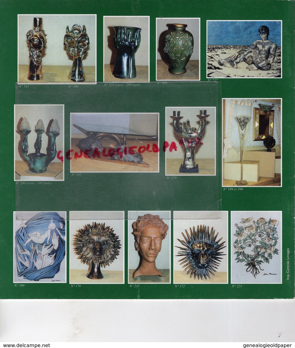 87 - LIMOGES- CATALOGUE VENTE ATELIER JEAN MARAIS-NE CHERBOURG 1913-VALLAURIS-SCULPTURE CERAMIQUES BRONZES-ROLLIN 2001 - Autres & Non Classés