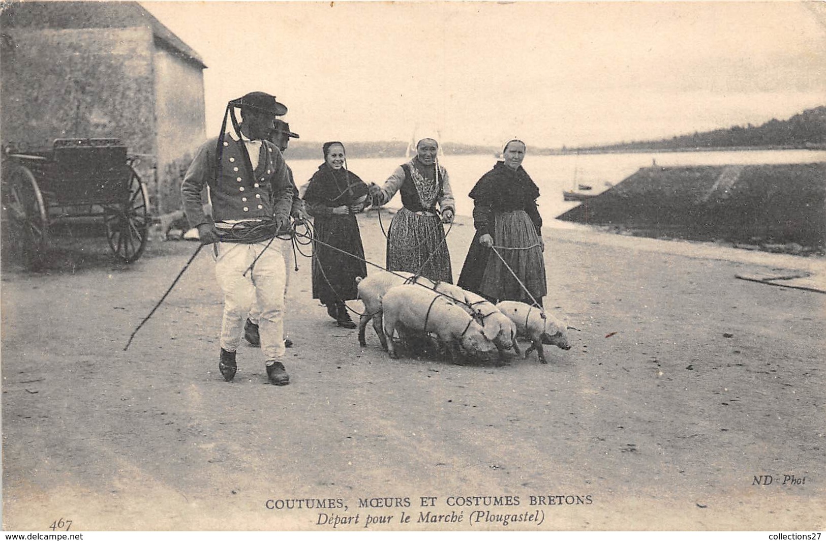 29-PLOUGASTEL- COUTUMES MOEURS ET COSTUME BRETONS DEPART POUR LE MARCHE - Plougastel-Daoulas