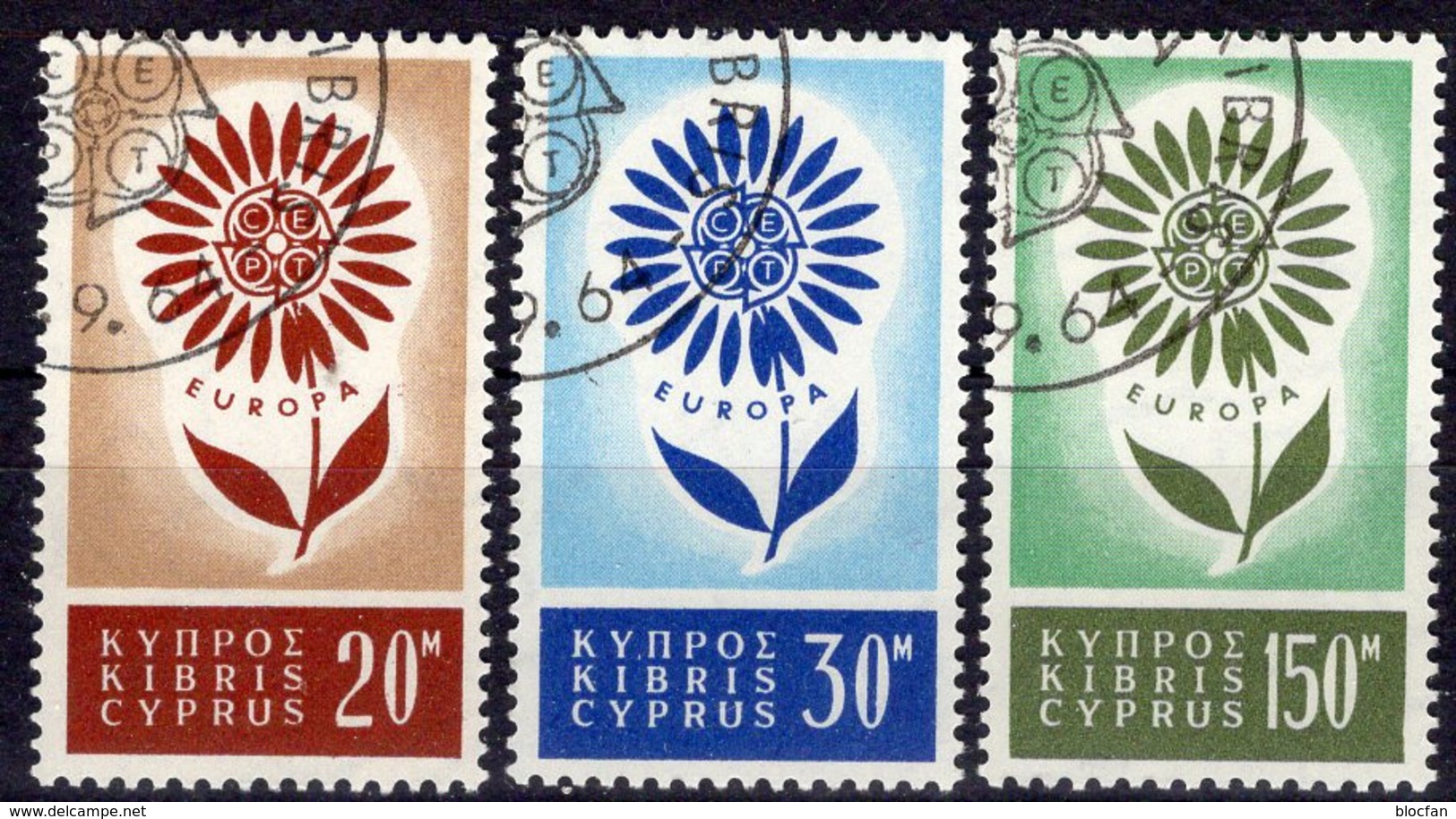 EUROPA 1964 Republik Zypern 240/1 O 14€ Blütenblatt Symbol Blumen Mit 22 Blättern Hojitas Flower Set Of CEPT - 1964