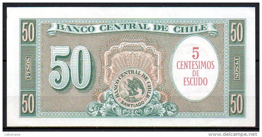329-Chili Billet De 5c Escudos Sur 50 Pesos C25-25 - Chili