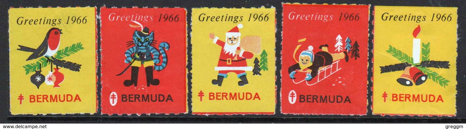 Bermuda  Christmas Charity Labels From 1966 In Mounted Mint Condition. - Cinderellas