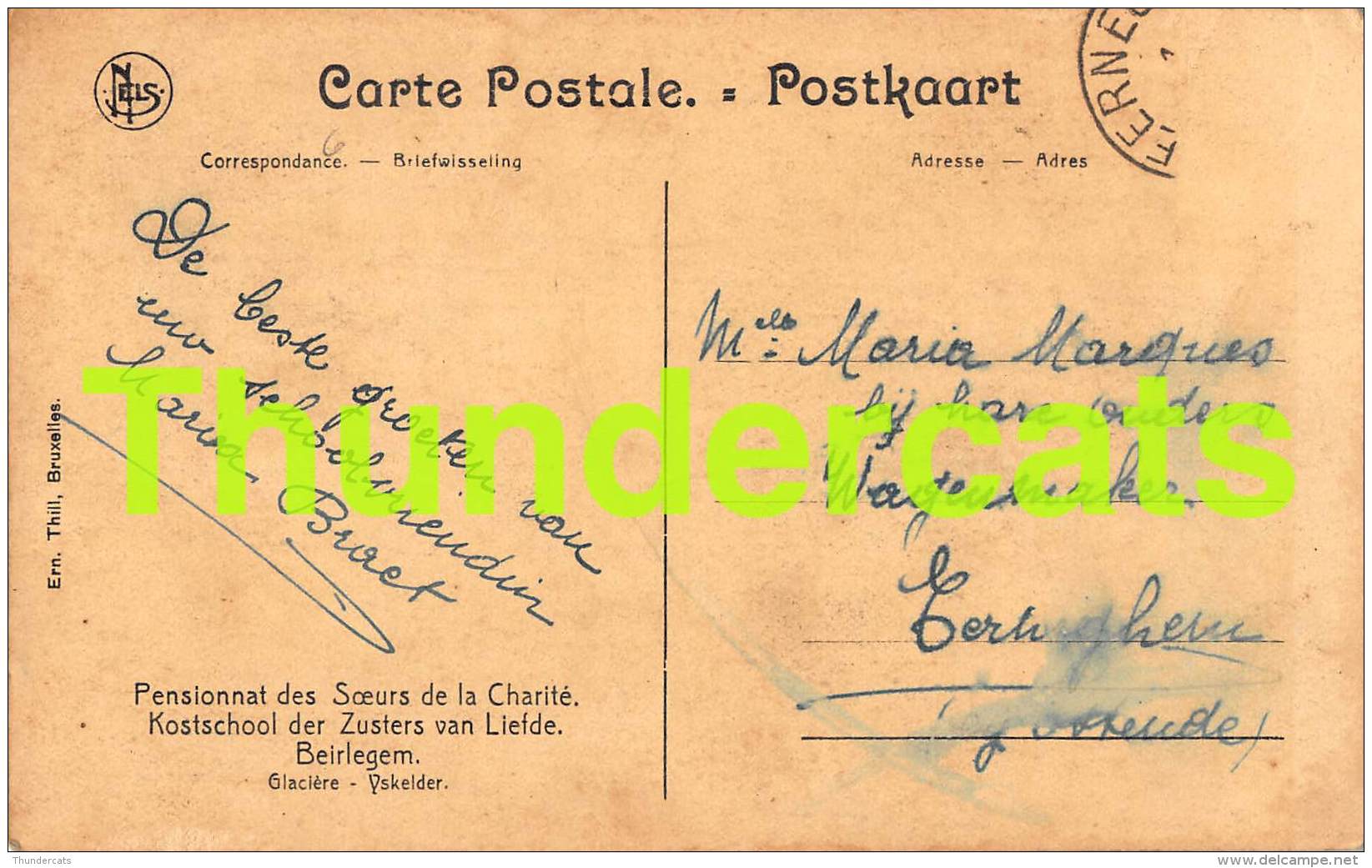 CPA BEIRLEGEM GLACIERE YSKELDER PENSIONNAT DES SOEURS DE LA CHARITE KOSTSCHOOL - Zwalm