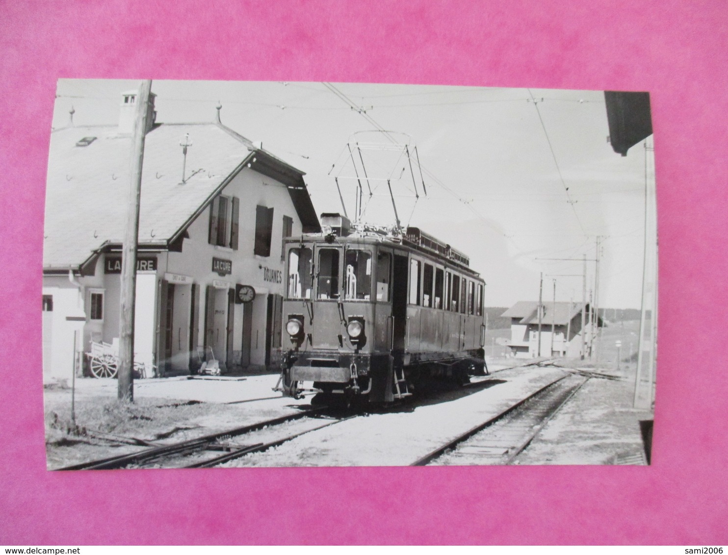 PHOTO TRAIN SUISSE AUTOMOTRICE BCFE 4/4 EN GARE DE LA CURE CLICHE J.BAZIN - Trains