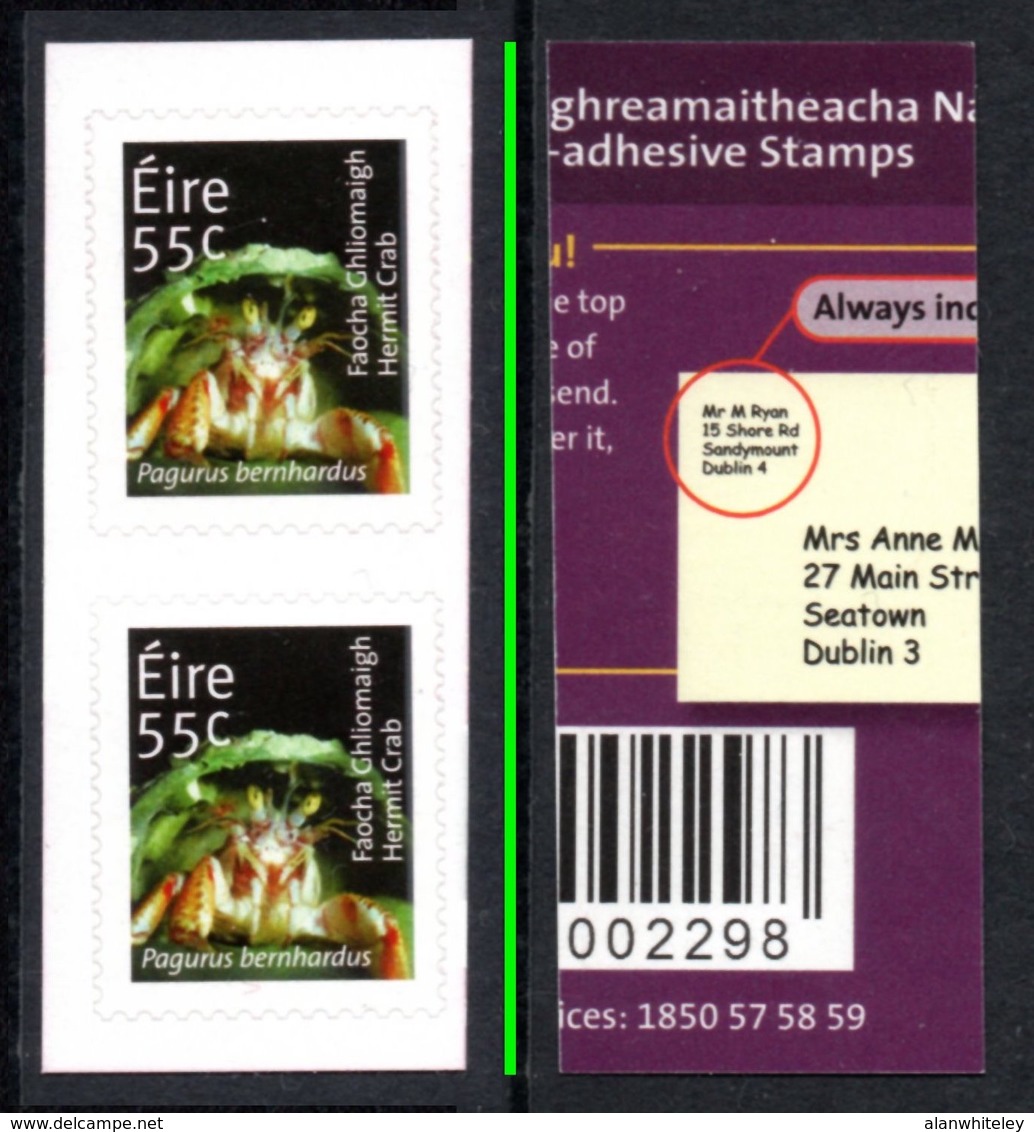 IRELAND 2012 Definitives / Irish Animals & Marine Life / Hermit Crab 55c: Pair Of Stamps UM/MNH - Neufs