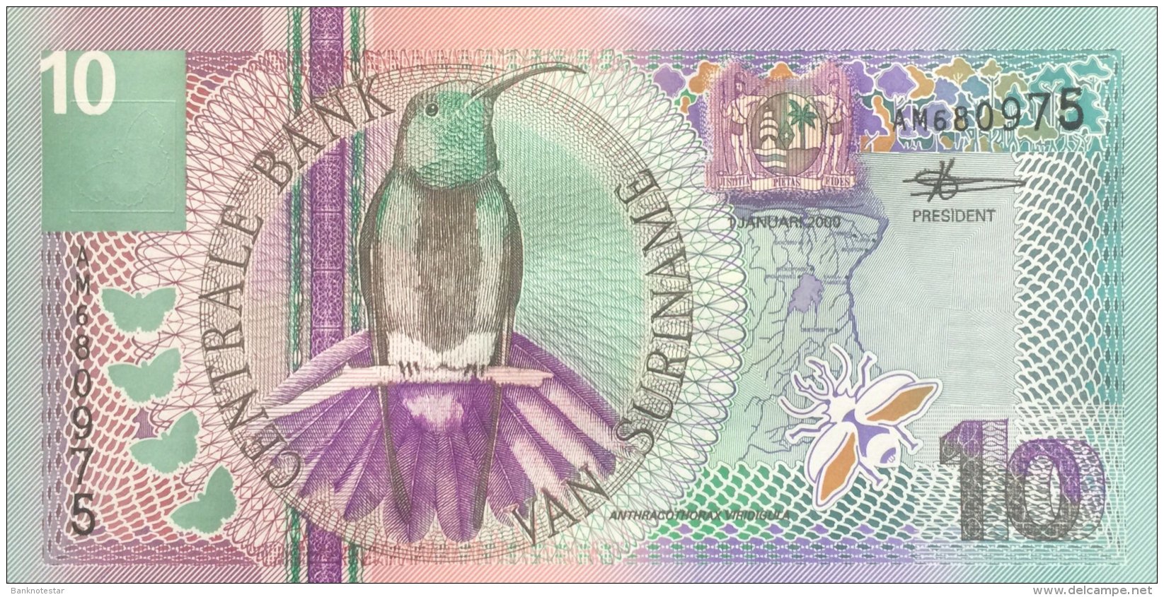 Suriname 10 Gulden, P-147 (1.1.2000) - UNC - Surinam