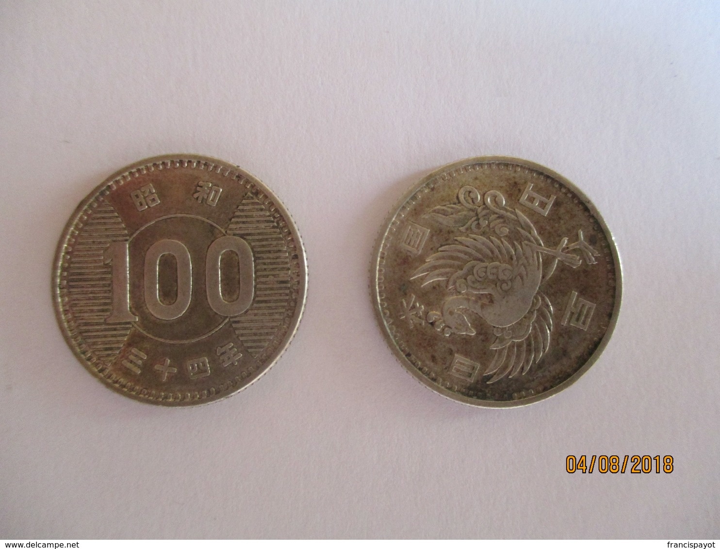 Japan: 2x 100 Yen  1959, 1957 (silver) - Japan