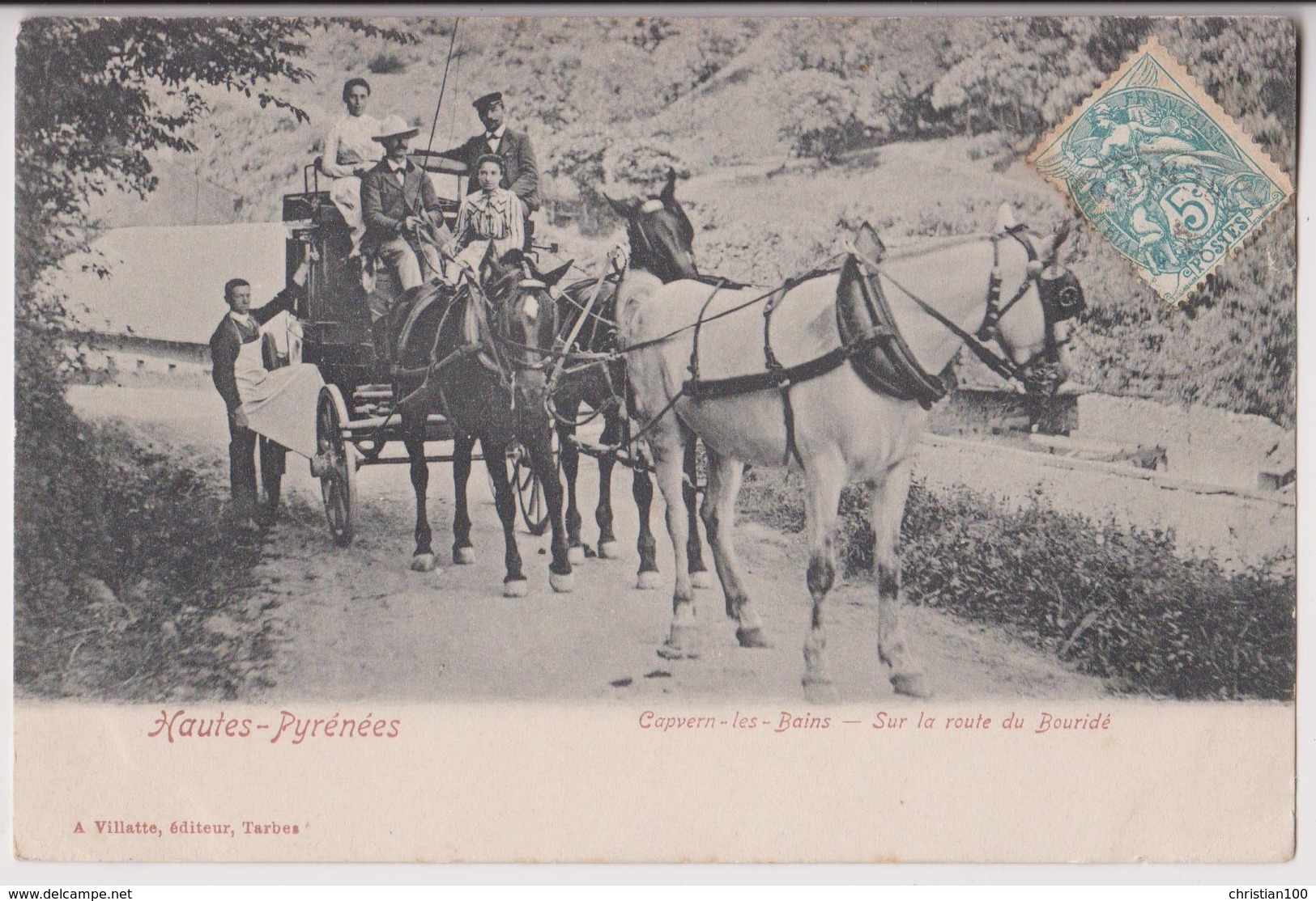 CAPVERN LES BAINS (65) : SUR LA ROUTE DE BOURIDE - EDITEUR A. VILLATTE TARBES - ECRITE EN 1904 - 2 SCANS - - Autres & Non Classés