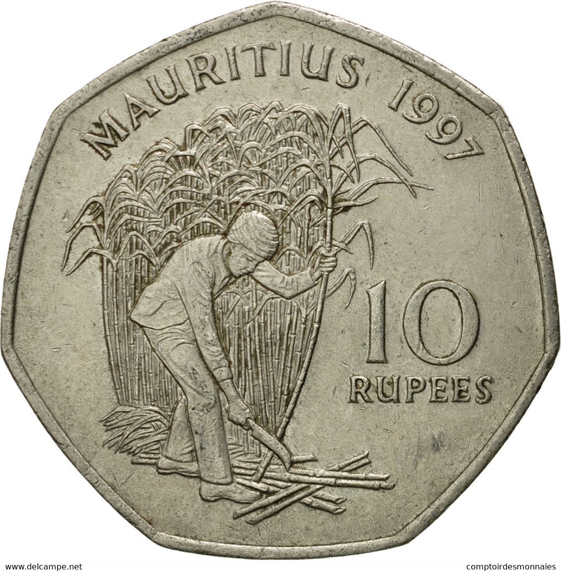 Monnaie, Mauritius, 10 Rupees, 1997, TB+, Copper-nickel, KM:61 - Maurice