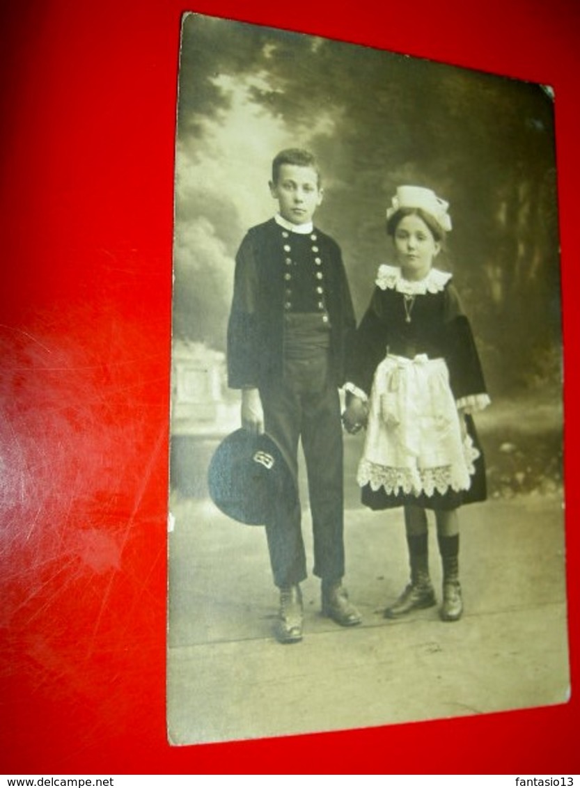 Enfants En Costume De Fouesnant Bretagne / Photographie Carte Postale / Début XXe - Identified Persons