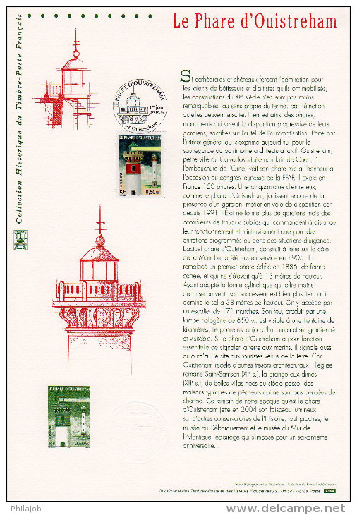 FRANCE 2004 : Prix à La Poste = 5.00 €. Document Officiel  " LE PHARE D'OUISTREHAM ". N° YT 3715. Parfait état ! DPO - Lighthouses