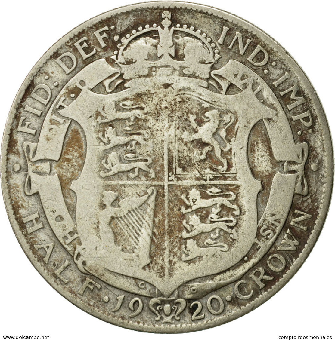 Monnaie, Grande-Bretagne, George V, 1/2 Crown, 1920, TB, Argent, KM:818.1a - K. 1/2 Crown