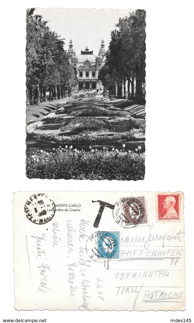 1948 Austria Pfaffenhofen Tirol Postage Due France Alpes Mar Menton Cancel Monaco - Postage Due