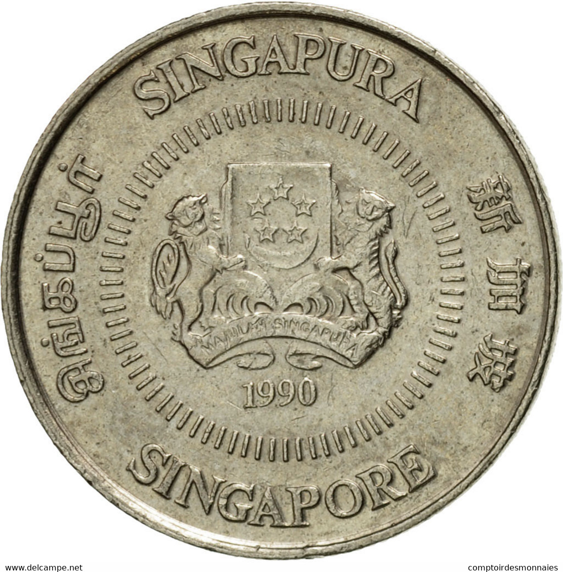 Monnaie, Singapour, 10 Cents, 1990, British Royal Mint, TTB, Copper-nickel - Singapore