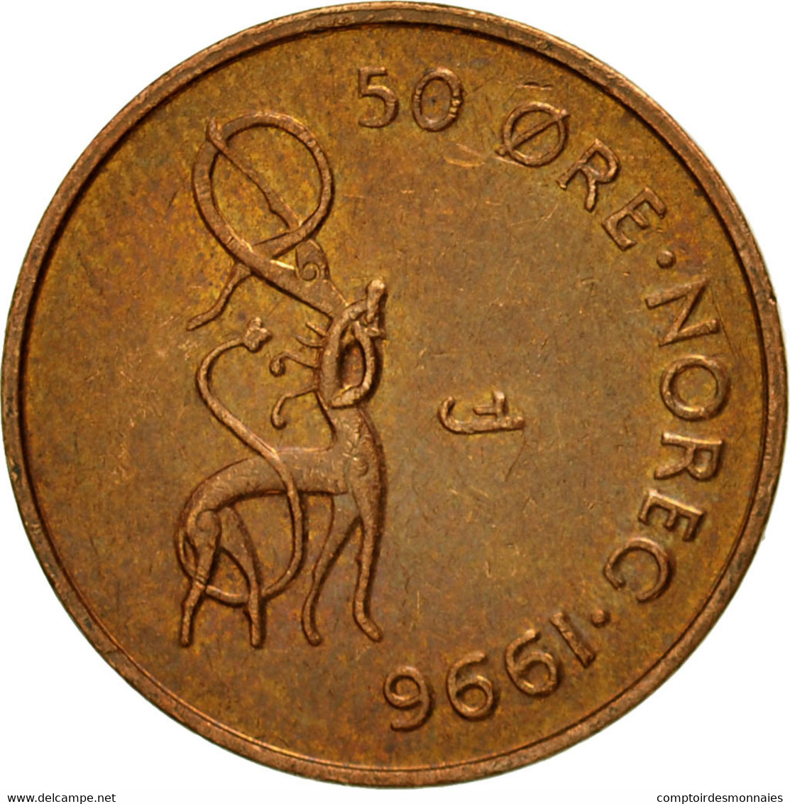 Monnaie, Norvège, Harald V, 50 Öre, 1996, TTB, Bronze, KM:460 - Norvège